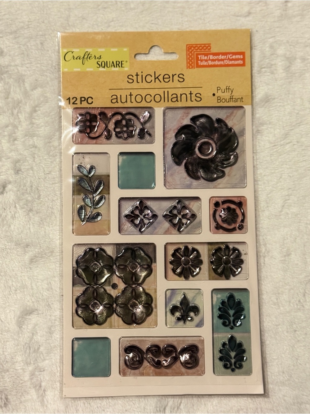 💜 Crafter's Square Puffy Floral & Tile Stickers - Discontinued
